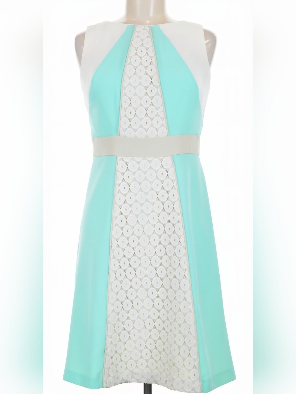 Studio One Modern Lace Aqua and Cream A-Line Dress Nordstrom Size XL